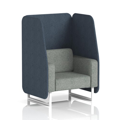 Brixworth 1 Seater Open Booth With White Legs In Rivet Fabric - Crucible Panels And Prime Sofa