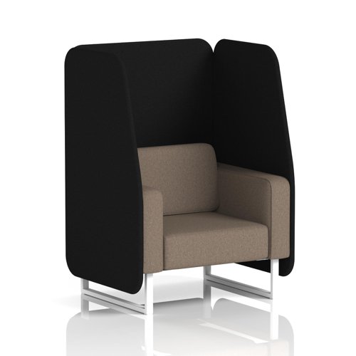 Brixworth 1 Seater Open Booth With White Legs In X2 Fabric - Diameter Panels And Theory Sofa