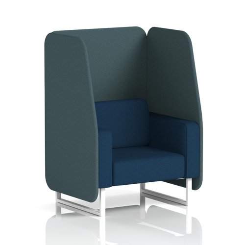 Brixworth 1 Seater Open Booth With White Legs In X2 Fabric - Polygon Panels And Calculus Sofa