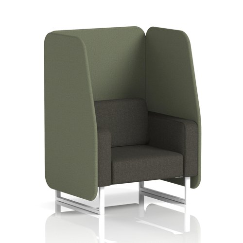 Brixworth 1 Seater Open Booth With White Legs In Main Line Flax Fabric - Monument Panels And Temple Sofa