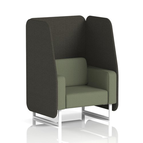 Brixworth 1 Seater Open Booth With White Legs In Main Line Flax Fabric - Temple Panels And Monument Sofa