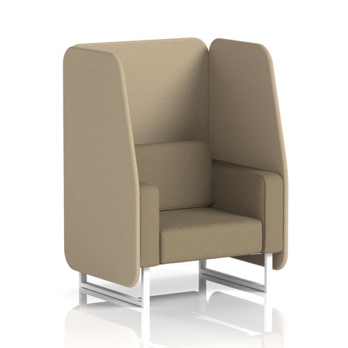 Brixworth 1 Seater Open Booth With White Legs In Main Line Flax Fabric - Upminster Panels And Bank Sofa