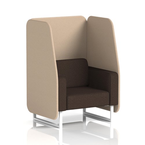 Brixworth 1 Seater Open Booth With White Legs In Synergy Fabric - Affix Panels And Wed Sofa