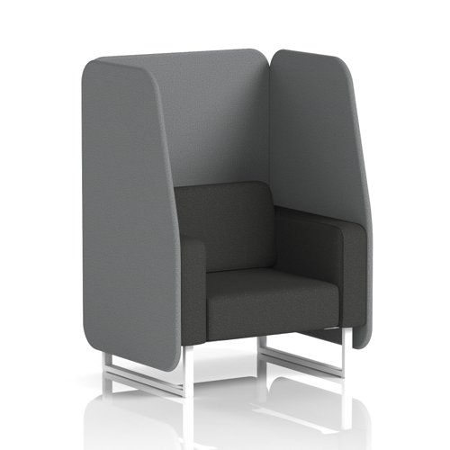 Brixworth 1 Seater Open Booth With White Legs In Synergy Fabric - Partner Panels And Mix Sofa
