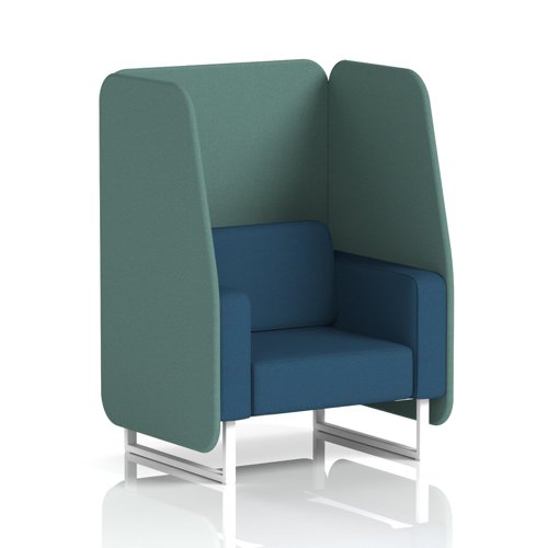 Brixworth 1 Seater Open Booth With White Legs In Sumi Fabric - Handa Panels And Uto Sofa