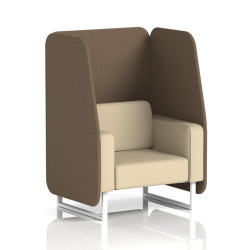 Brixworth 1 Seater Open Booth With White Legs In Sumi Fabric - Osaka Panels And Zen Sofa
