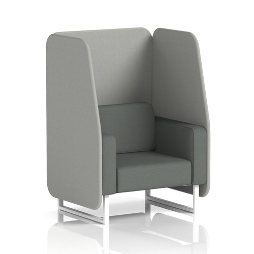 Brixworth 1 Seater Open Booth With White Legs In Sumi Fabric - Tokyo Panels And Kobe Sofa