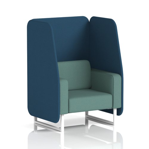 Brixworth 1 Seater Open Booth With White Legs In Sumi Fabric - Uto Panels And Handa Sofa