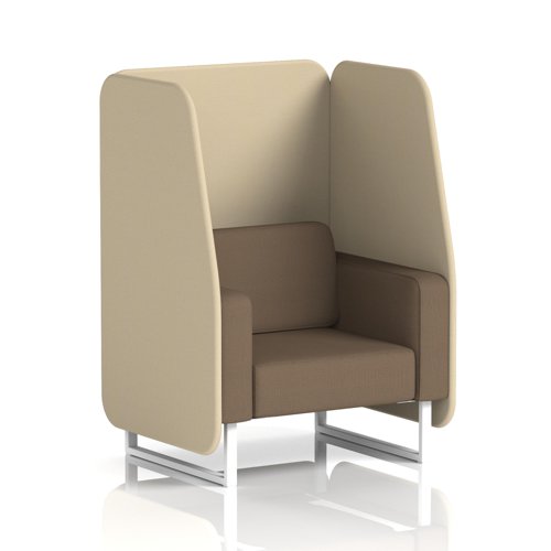 Brixworth 1 Seater Open Booth With White Legs In Sumi Fabric - Zen Panels And Osaka Sofa