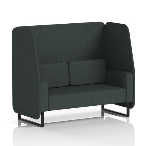 Brixworth 2 Seater Open Booth With Black Legs In Rivet Fabric - Charcoal Panels And Sofa