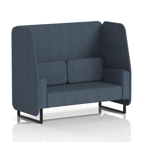 Brixworth 2 Seater Open Booth With Black Legs In Rivet Fabric - Crucible Panels And Sofa