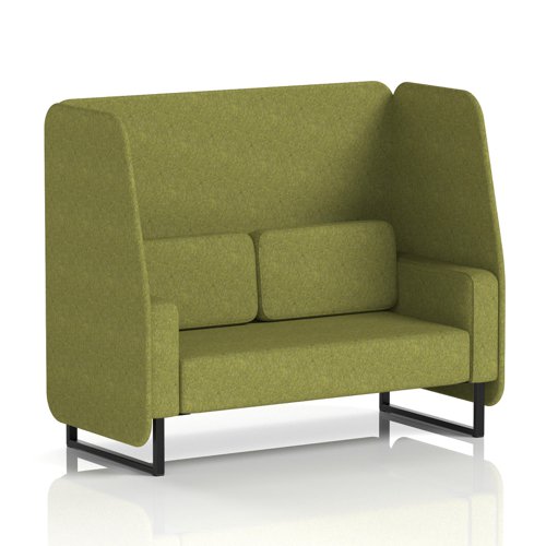 Brixworth 2 Seater Open Booth With Black Legs In Rivet Fabric - Olive Panels And Sofa