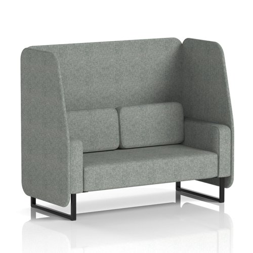 Brixworth 2 Seater Open Booth With Black Legs In Rivet Fabric - Prime Panels And Sofa