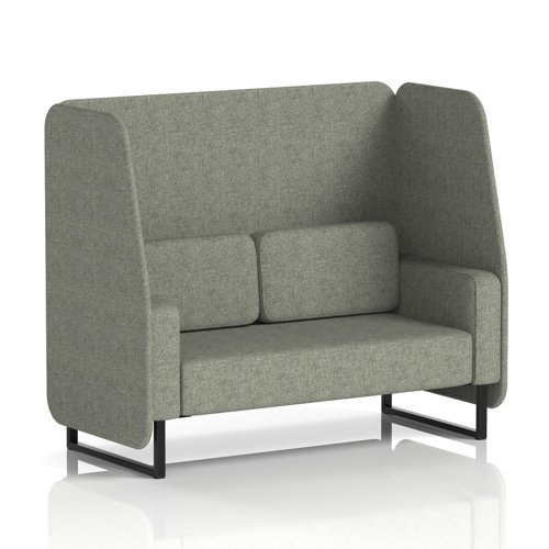 Brixworth 2 Seater Open Booth With Black Legs In Rivet Fabric - Vitreous Panels And Sofa