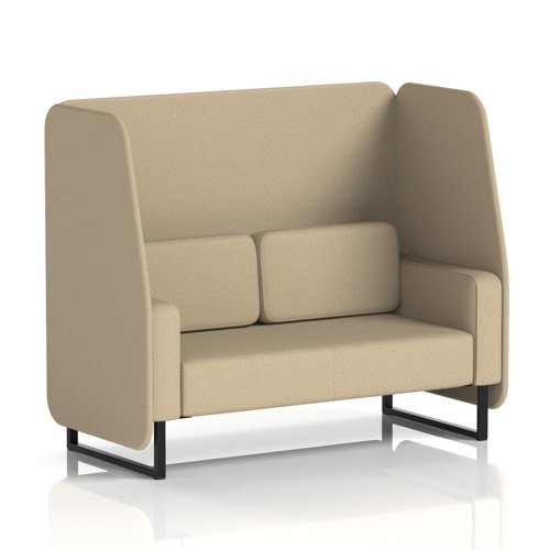 Brixworth 2 Seater Open Booth With Black Legs In Main Line Flax Fabric - Upminster Panels And Sofa