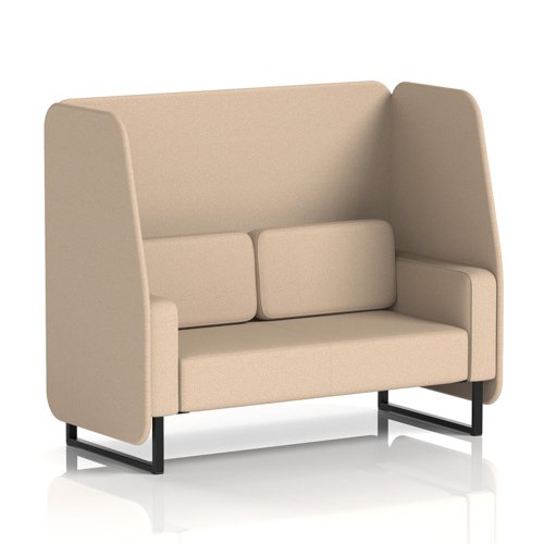 Brixworth 2 Seater Open Booth With Black Legs In Synergy Fabric - Affix Panels And Sofa