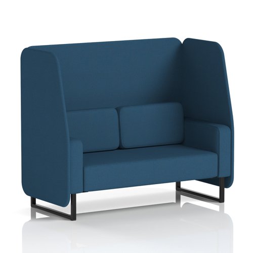 Brixworth 2 Seater Open Booth With Black Legs In Sumi Fabric - Uto Panels And Sofa