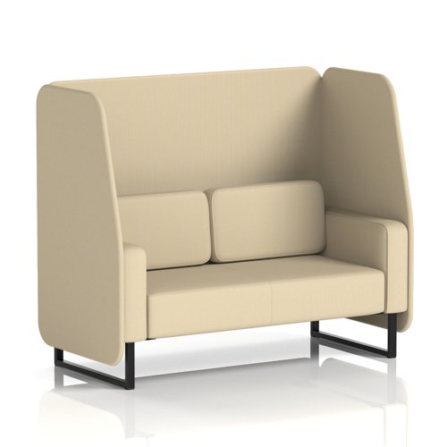 Brixworth 2 Seater Open Booth With Black Legs In Sumi Fabric - Zen Panels And Sofa