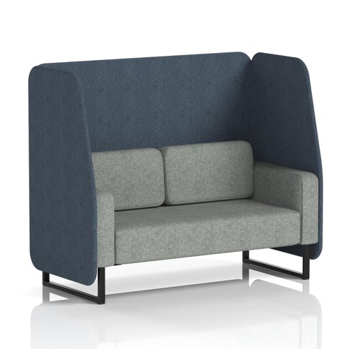 Brixworth 2 Seater Open Booth With Black Legs In Rivet Fabric - Crucible Panels And Prime Sofa