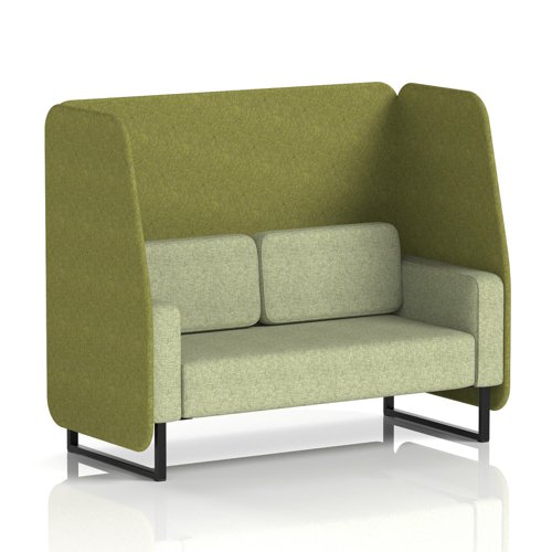 Brixworth 2 Seater Open Booth With Black Legs In Rivet Fabric - Olive Panels And Burnish Sofa