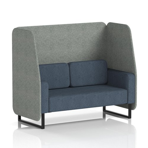 Brixworth 2 Seater Open Booth With Black Legs In Rivet Fabric - Prime Panels And Crucible Sofa