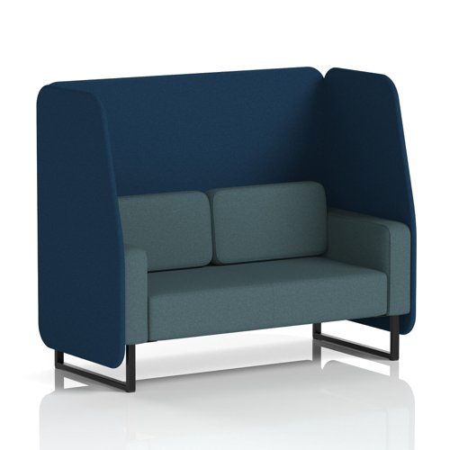 Brixworth 2 Seater Open Booth With Black Legs In X2 Fabric - Calculus Panels And Polygon Sofa