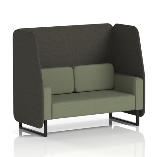 Brixworth 2 Seater Open Booth With Black Legs In Main Line Flax Fabric - Temple Panels And Monument Sofa