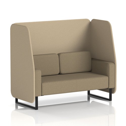 Brixworth 2 Seater Open Booth With Black Legs In Main Line Flax Fabric - Upminster Panels And Bank Sofa