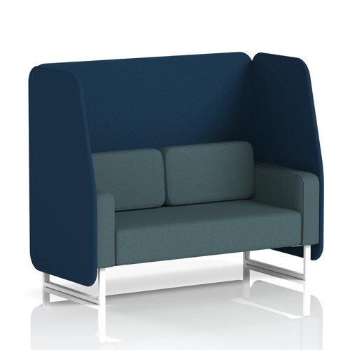 Brixworth 2 Seater Open Booth With White Legs In X2 Fabric - Calculus Panels And Polygon Sofa