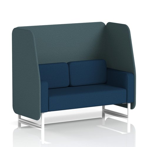 Brixworth 2 Seater Open Booth With White Legs In X2 Fabric - Polygon Panels And Calculus Sofa