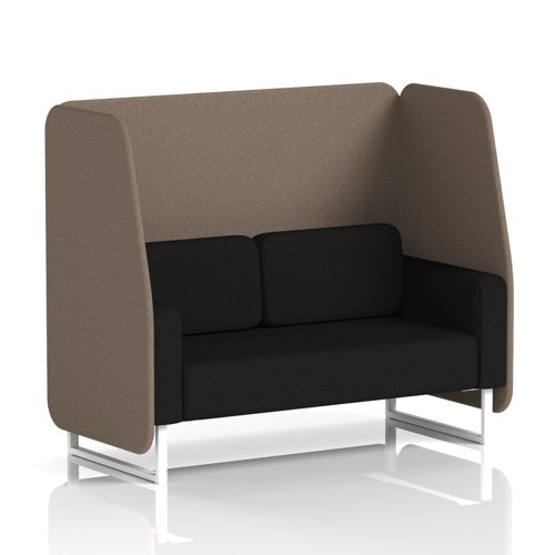 Brixworth 2 Seater Open Booth With White Legs In X2 Fabric - Theory Panels And Diameter Sofa