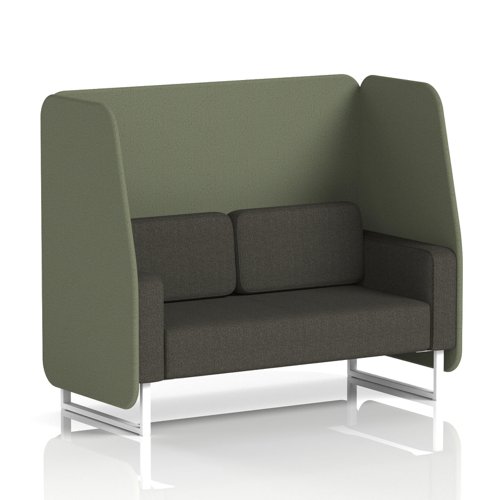 Brixworth 2 Seater Open Booth With White Legs In Main Line Flax Fabric - Monument Panels And Temple Sofa