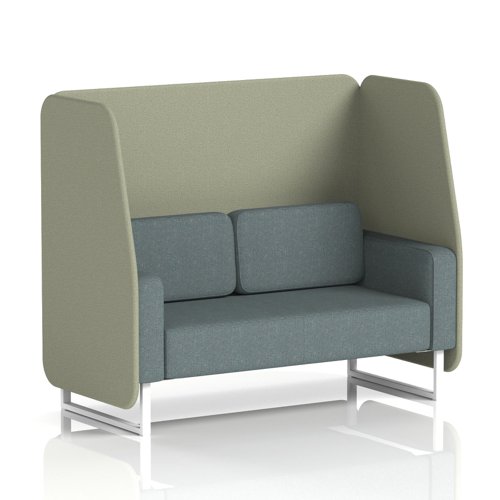 Brixworth 2 Seater Open Booth With White Legs In Main Line Flax Fabric - Newbury Panels And Westminster Sofa