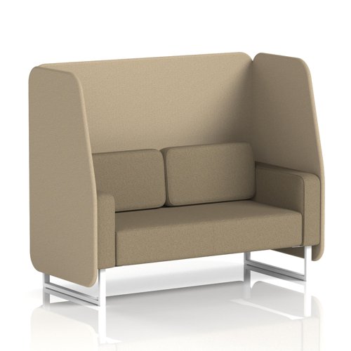 Brixworth 2 Seater Open Booth With White Legs In Main Line Flax Fabric - Upminster Panels And Bank Sofa