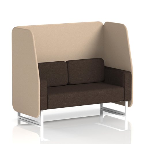 Brixworth 2 Seater Open Booth With White Legs In Synergy Fabric - Affix Panels And Wed Sofa