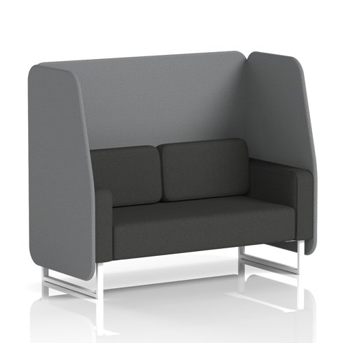 Brixworth 2 Seater Open Booth With White Legs In Synergy Fabric - Partner Panels And Mix Sofa