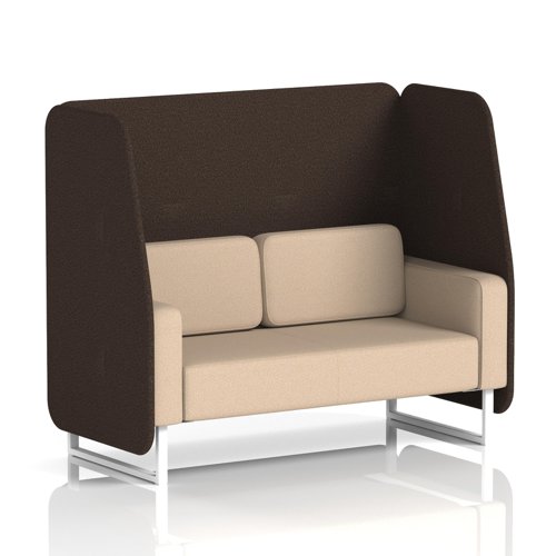 Brixworth 2 Seater Open Booth With White Legs In Synergy Fabric - Wed Panels And Affix Sofa