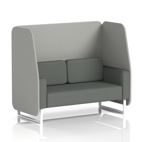 Brixworth 2 Seater Open Booth With White Legs In Sumi Fabric - Tokyo Panels And Kobe Sofa