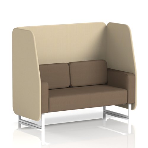 Brixworth 2 Seater Open Booth With White Legs In Sumi Fabric - Zen Panels And Osaka Sofa