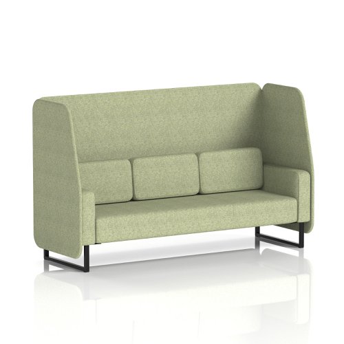 Brixworth 3 Seater Open Booth With Black Legs In Rivet Fabric - Burnish Panels And Sofa