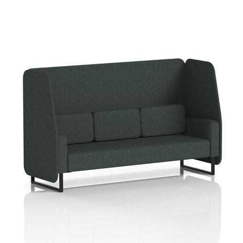 Brixworth 3 Seater Open Booth With Black Legs In Rivet Fabric - Charcoal Panels And Sofa