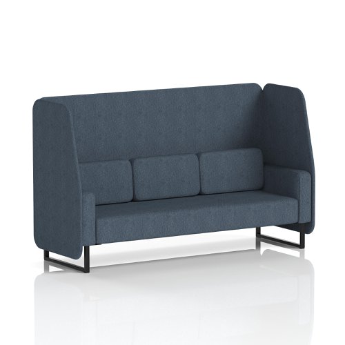 Brixworth 3 Seater Open Booth With Black Legs In Rivet Fabric - Crucible Panels And Sofa