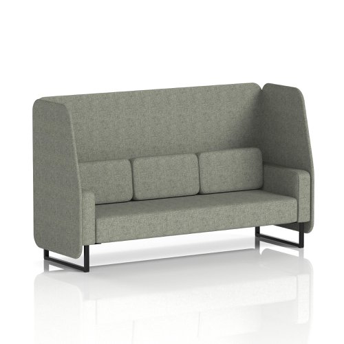 Brixworth 3 Seater Open Booth With Black Legs In Rivet Fabric - Vitreous Panels And Sofa