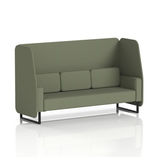 Brixworth 3 Seater Open Booth With Black Legs In Main Line Flax Fabric - Monument Panels And Sofa