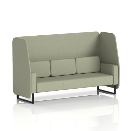 Brixworth 3 Seater Open Booth With Black Legs In Main Line Flax Fabric - Newbury Panels And Sofa