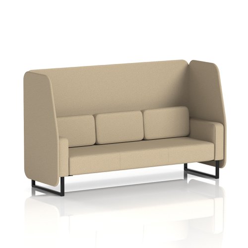 Brixworth 3 Seater Open Booth With Black Legs In Main Line Flax Fabric - Upminster Panels And Sofa