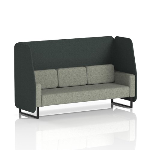 Brixworth 3 Seater Open Booth With Black Legs In Rivet Fabric - Charcoal Panels And Vitreous Sofa