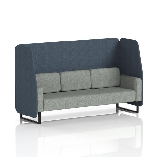 Brixworth 3 Seater Open Booth With Black Legs In Rivet Fabric - Crucible Panels And Prime Sofa