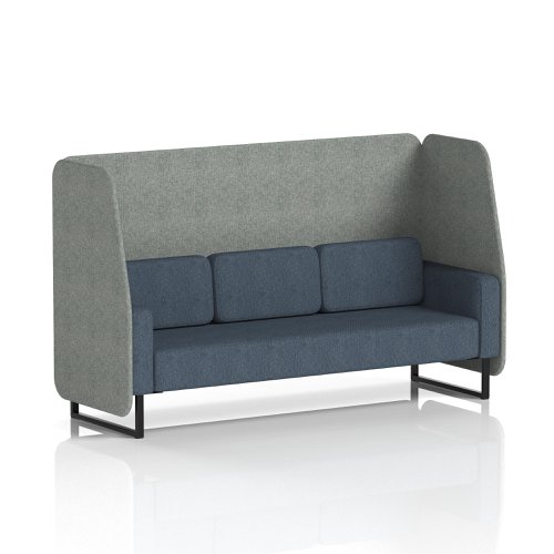 Brixworth 3 Seater Open Booth With Black Legs In Rivet Fabric - Prime Panels And Crucible Sofa