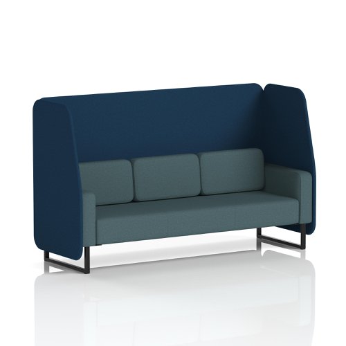 Brixworth 3 Seater Open Booth With Black Legs In X2 Fabric - Calculus Panels And Polygon Sofa